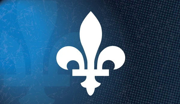 Quebec Provinsen Kanada Emblem Över Blå Abstrakt Bakgrund — Stock vektor
