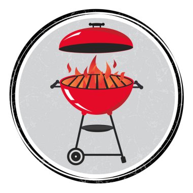 kırmızı BBQ Grill uygulama vektör tasarımı çizimi