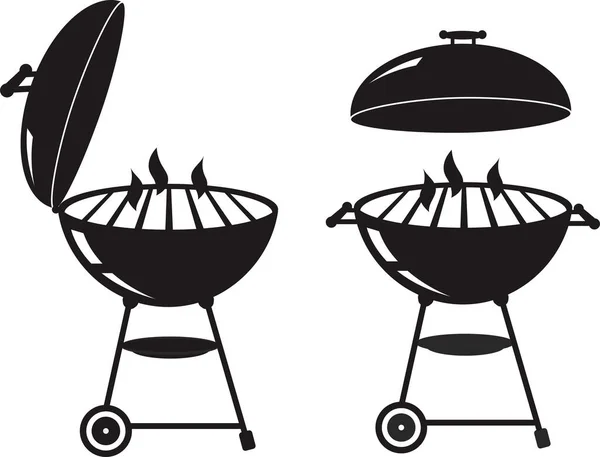 Bbq Grillgerät Schwarz Silouhette Vektor Illustration — Stockvektor