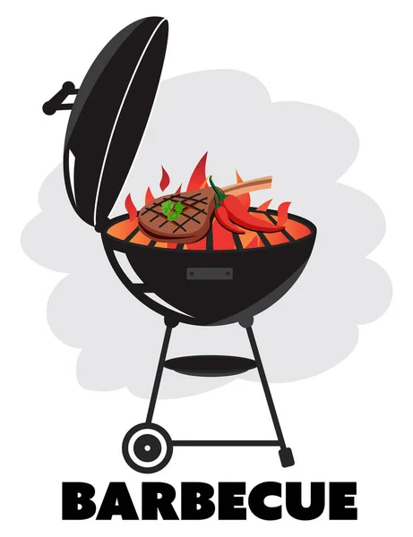 Charcoal Bbq Grill Appliance Hobby Cooking Vector Icon Illustration — Stock Vector