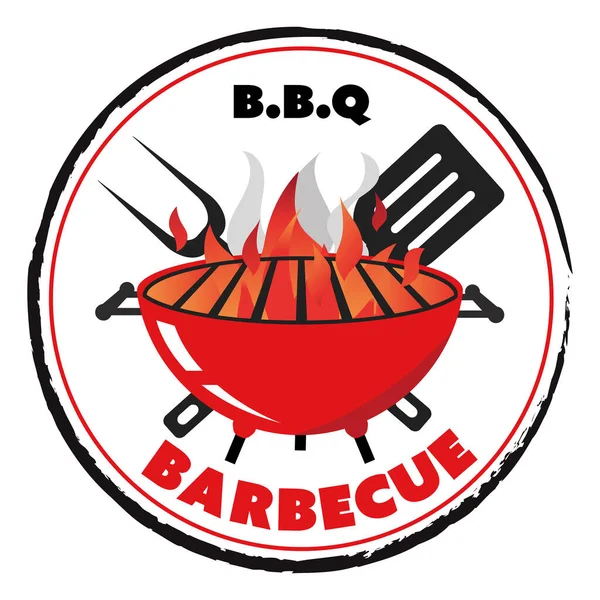 Charcoal Bbq Grill Appliance Hobby Cooking Vector Icon Illustration — Stock Vector