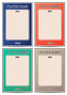 Eski tip beyzbol ligi oyuncusu kartları çerçeve şablonu ayarlandı