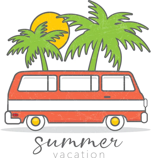 Sommerurlaub Reisewagen Vintage Design — Stockvektor
