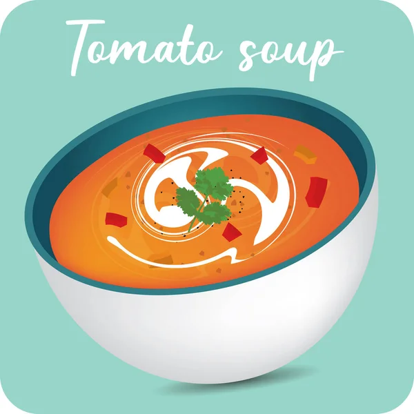 Delicioso Tazón Grueso Pimiento Rojo Sopa Tomate — Vector de stock