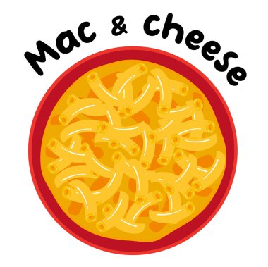 delicious mac and cheese bowl vector illustration high angle view clipart