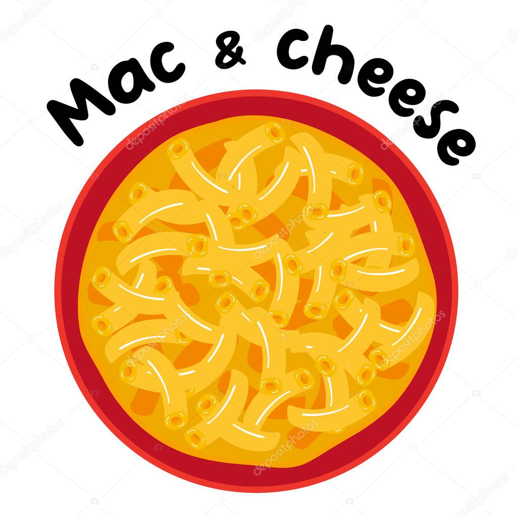 delicious mac and cheese bowl vector illustration high angle view