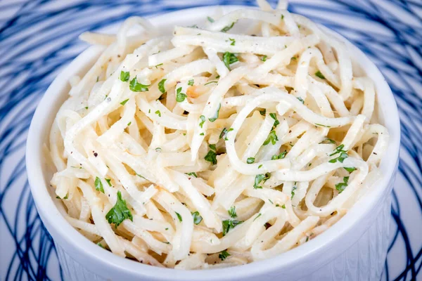 Celery Root Remoulade Salad Julienned Celeriac Dijon Mustard Dressing Rustic — Stock Photo, Image