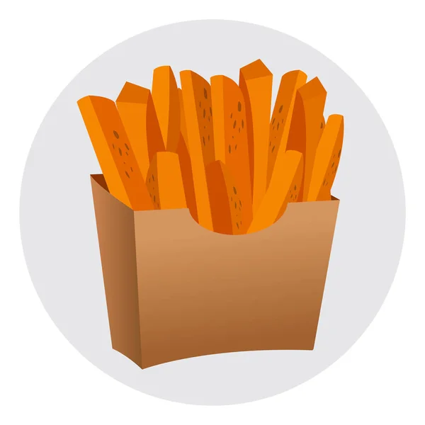Sweet Potato Yam Wedge Fries Craft Paper Holder Vector Illustration — Stockový vektor