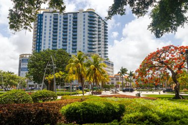 Hollywood, Florida, ABD - 18 Temmuz 2022: Öğleden sonra Hollywood Circle Florida manzarası