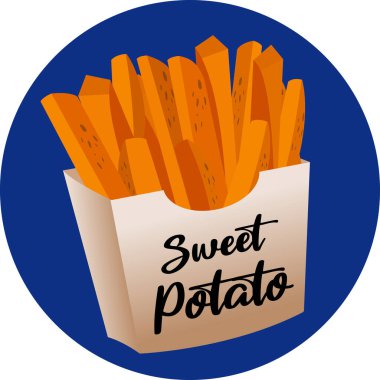 Tatlı patatesli tatlı patates kızartması kağıt tutacağı illüstrasyonu