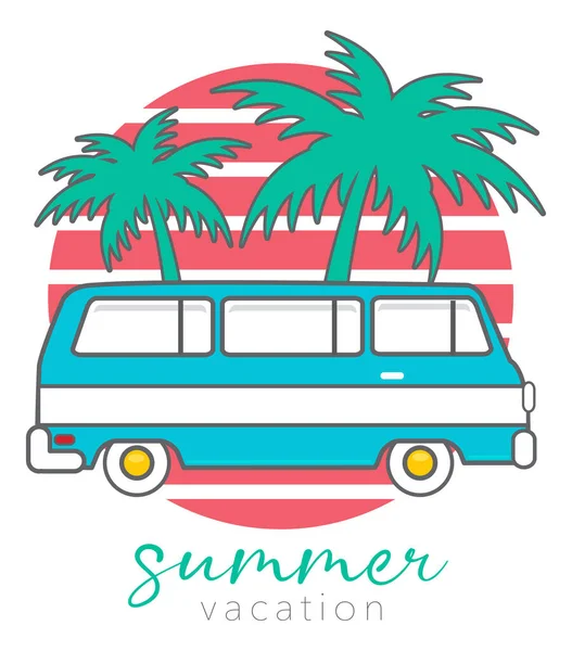 Summer Vacation Travel Caravan Vintage Design — Stock Vector
