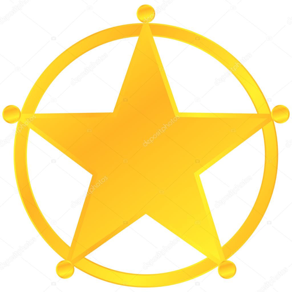 Golden Sheriff Badge Isolated On White