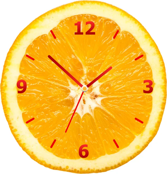 Plátek pomeranče hodiny — Stock fotografie
