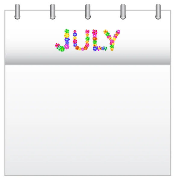 7 月のカレンダー — ストックベクタ