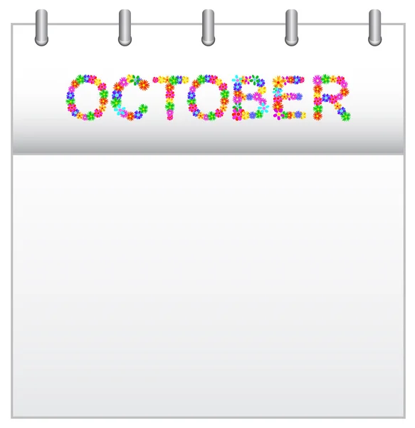 Calendrier octobre — Image vectorielle