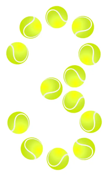 Pelota de tenis número 3 — Vector de stock