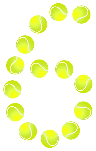 Pelota de tenis número 6 — Vector de stock