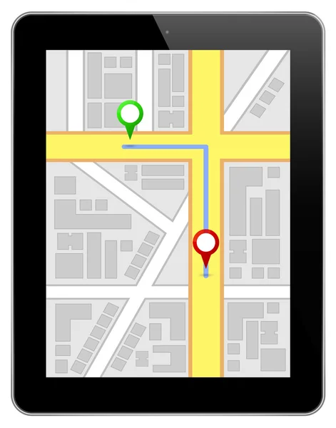 黑色商务平板电脑与导航路线 — 图库矢量图片