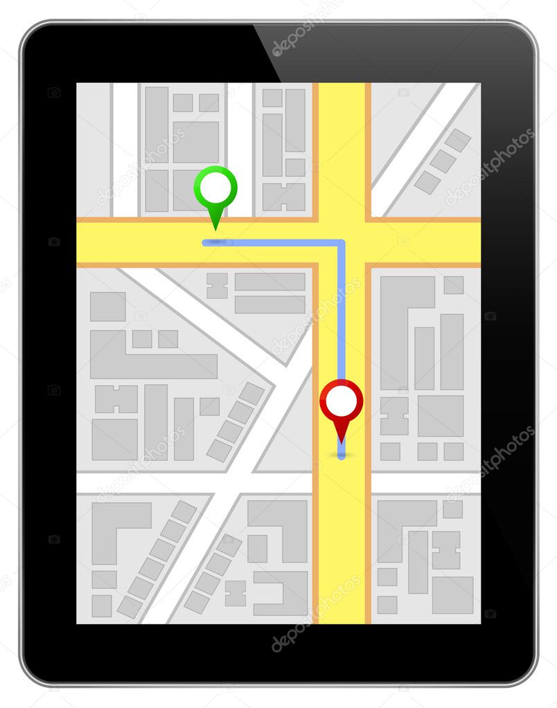 Black Business Tablet With Navigation Route