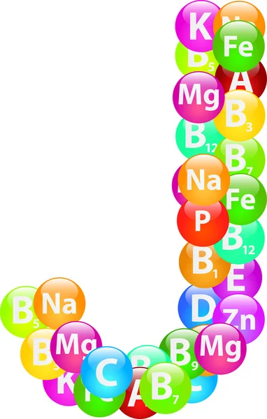 Vitamine Lettre J — Image vectorielle