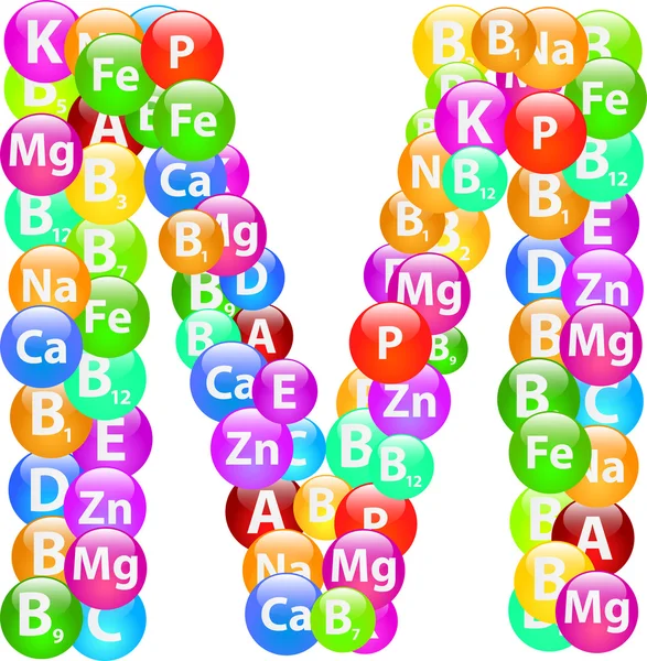 Vitamine alfabet m — Stockvector