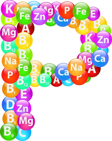 Vitaminbuchstabe p — Stockvektor