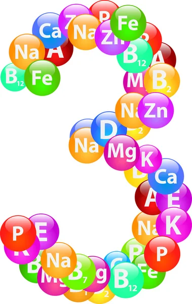 Vitamín číslo 3 — Stockový vektor