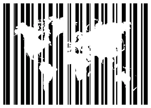Código de barras de compras con el mapa del mundo — Vector de stock