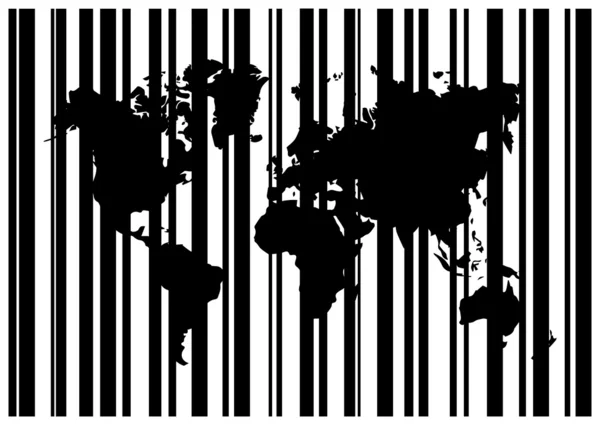 世界地図でバーコードをショッピング — ストックベクタ