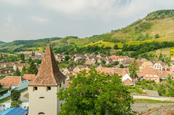 Letecký pohled na středověké město — Stock fotografie