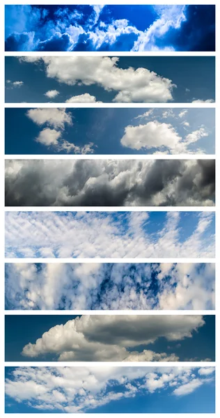 Cielo azul y nubes collage fondo — Foto de Stock