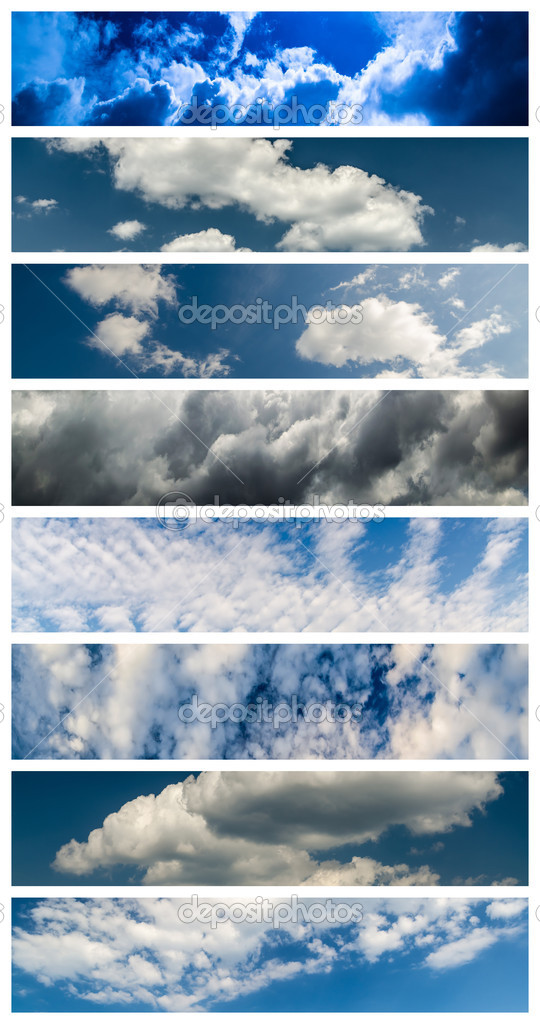 Blue Sky And Clouds Collage Background — Stock Photo © radub85 #30906557