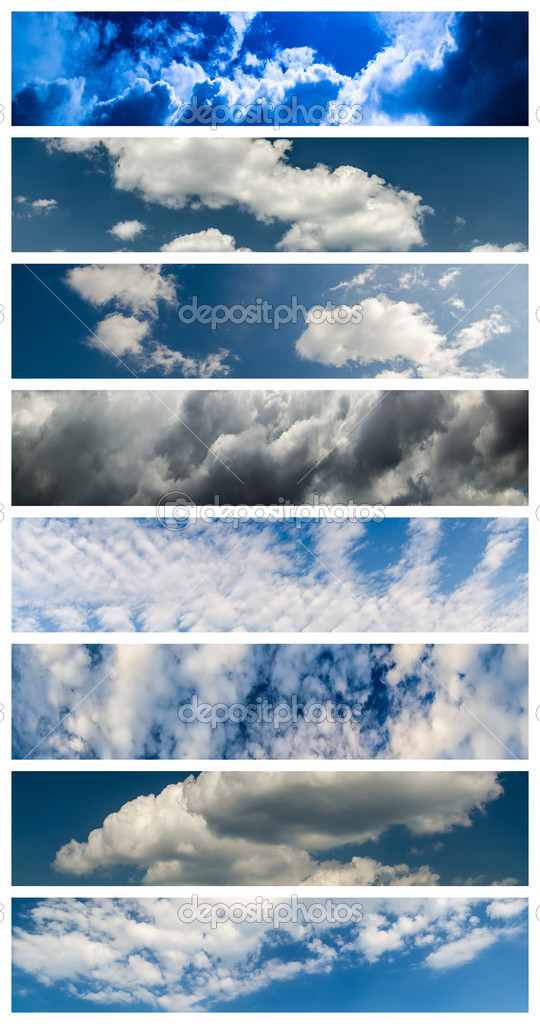 Blue Sky And Clouds Collage Background
