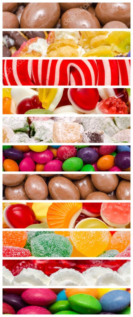 Sweet Confectionery Background Collage