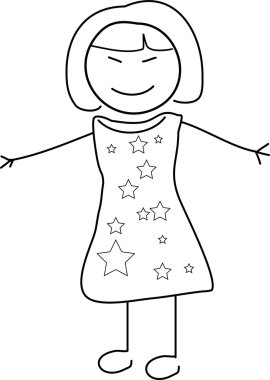 Asyalı kadın doodle kroki