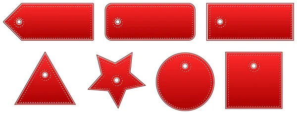 Red Leather Price Tags Set — Stock Vector