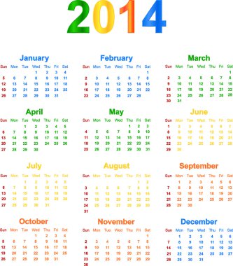 2014 takvim