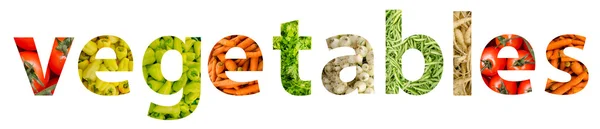 Texto de palavra de vegetais saudáveis frescos — Fotografia de Stock