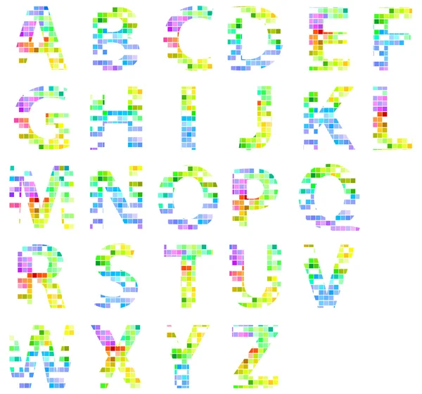 Kleurrijke moderne vierkante mozaïek Alfabetletters — Stockvector