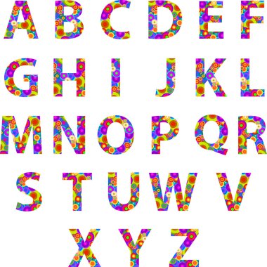 Alphabet Letters With Retro Disco Circles Texture clipart