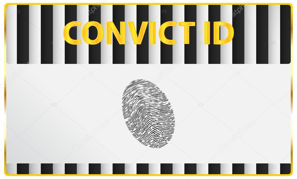 Convict Identification Card With Fingerprint Registration