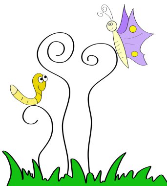 çocuk gibi çizim böcek doğa manzara