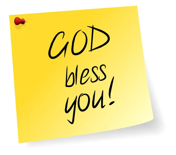Κίτρινα κολλώδη σημείωση με ο Θεός ευλογεί σας μήνυμα — Διανυσματικό Αρχείο