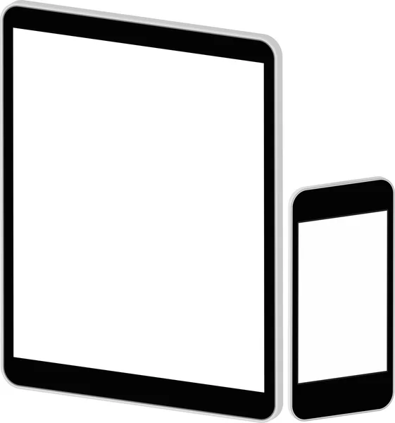 黑色商务平板电脑和智能手机 — 图库矢量图片