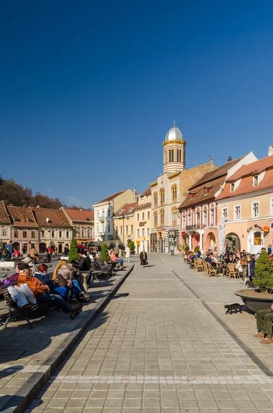 Rady placu zabytkowego centrum Braszowa — Zdjęcie stockowe