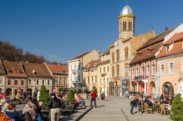 Rady placu zabytkowego centrum Braszowa — Zdjęcie stockowe