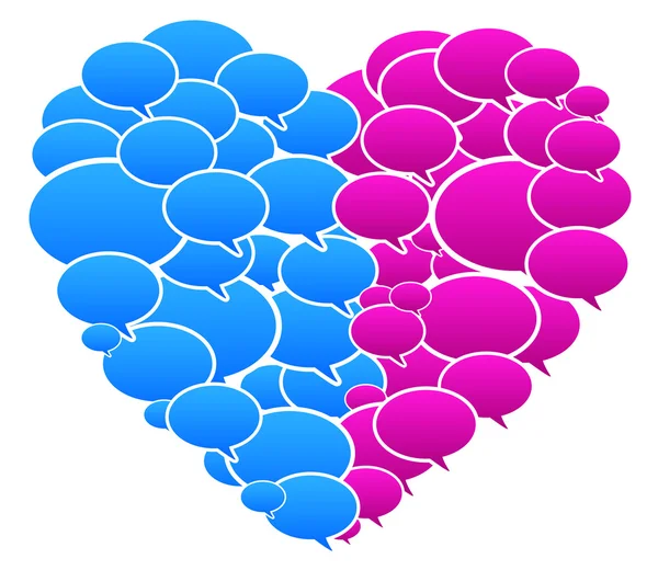 Blue And Pink Colored Speech Bubbles Heart Shape — Stock Vector