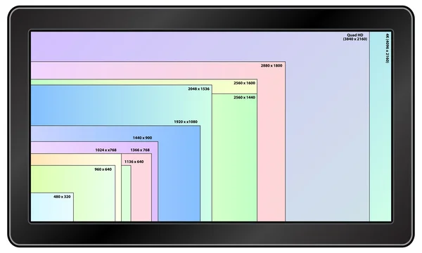 新しい 4 k と近代的な黒いタブレット上クワッド hd 技術解決策 — ストックベクタ