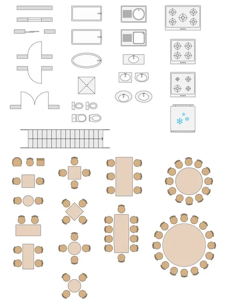 Standard Symbols Used In Architecture Plans Icons Set — Stock Vector