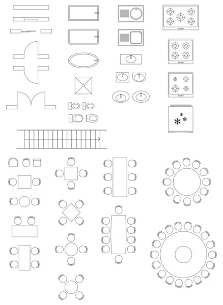 Símbolos estándar utilizados en los planes de arquitectura Conjunto de iconos — Archivo Imágenes Vectoriales